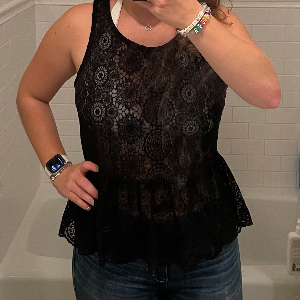 AG Black Lace Zipper top
